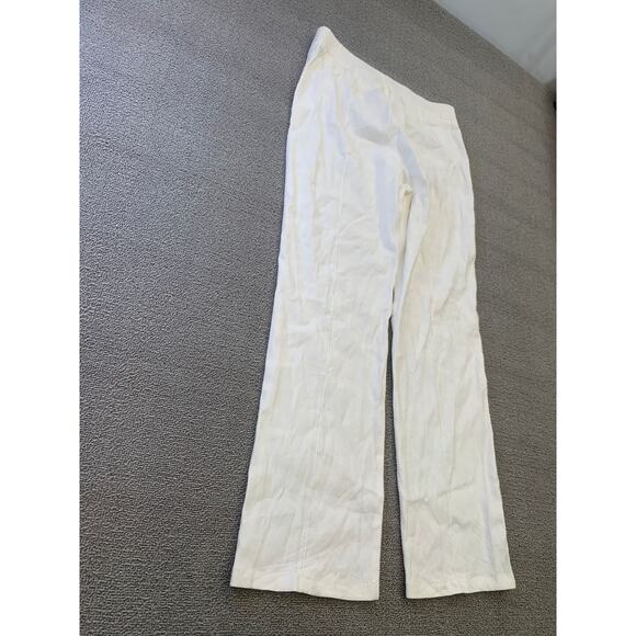 Monrow Women Medium White Wide Leg Linen Blend Pants - Picture 14 of 14